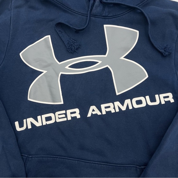 Under Armour Graphic Hoodie Men’s S Blue Pullover‎ Sweatshirt Loose Fit - Picture 3 of 5